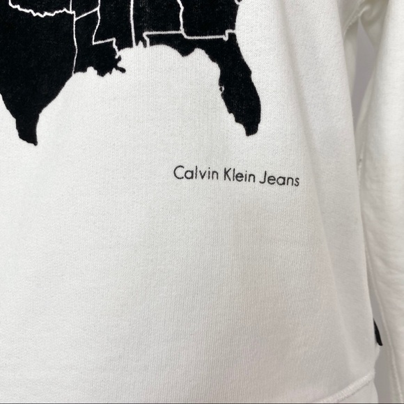 Calvin Klein USA map graphic flocked sweatshirt M - Picture 4 of 11